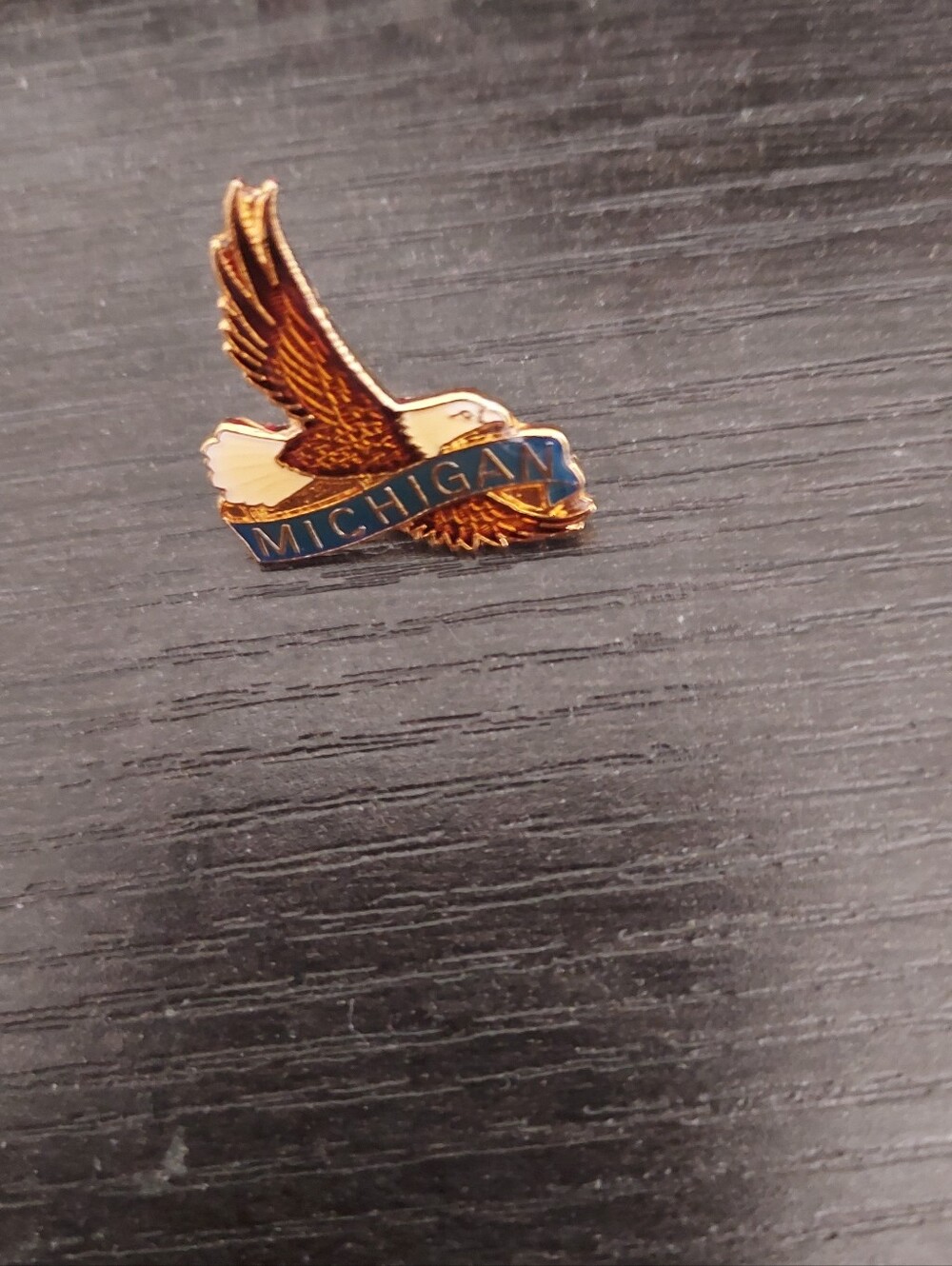 Michigan Eagle Enamel Lapel Pin - Gold and Blue